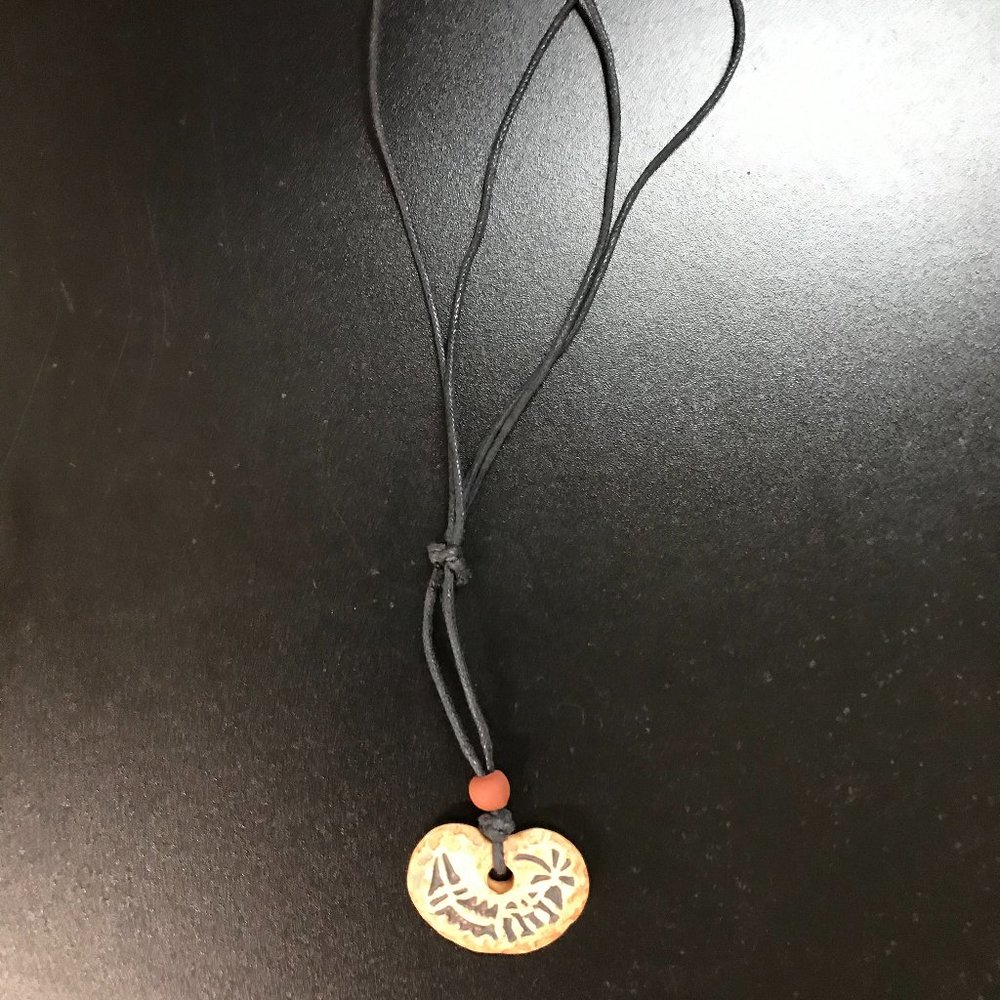 16-28" Long Brown Cord Necklace with Ceramic Focal Bead